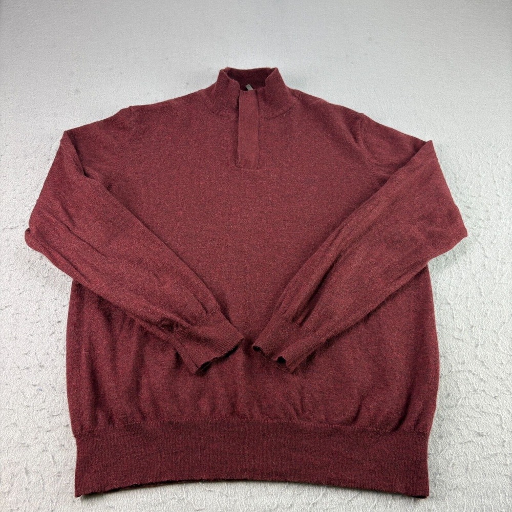 Southern Tide Wool Sweater Mens Large Red 1/4 Zip Pullover Skipjack‎ Stretch